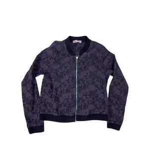 Black Lace Bomber Jacket Girls L / Women’s XS Whimsygoth Biker Chic